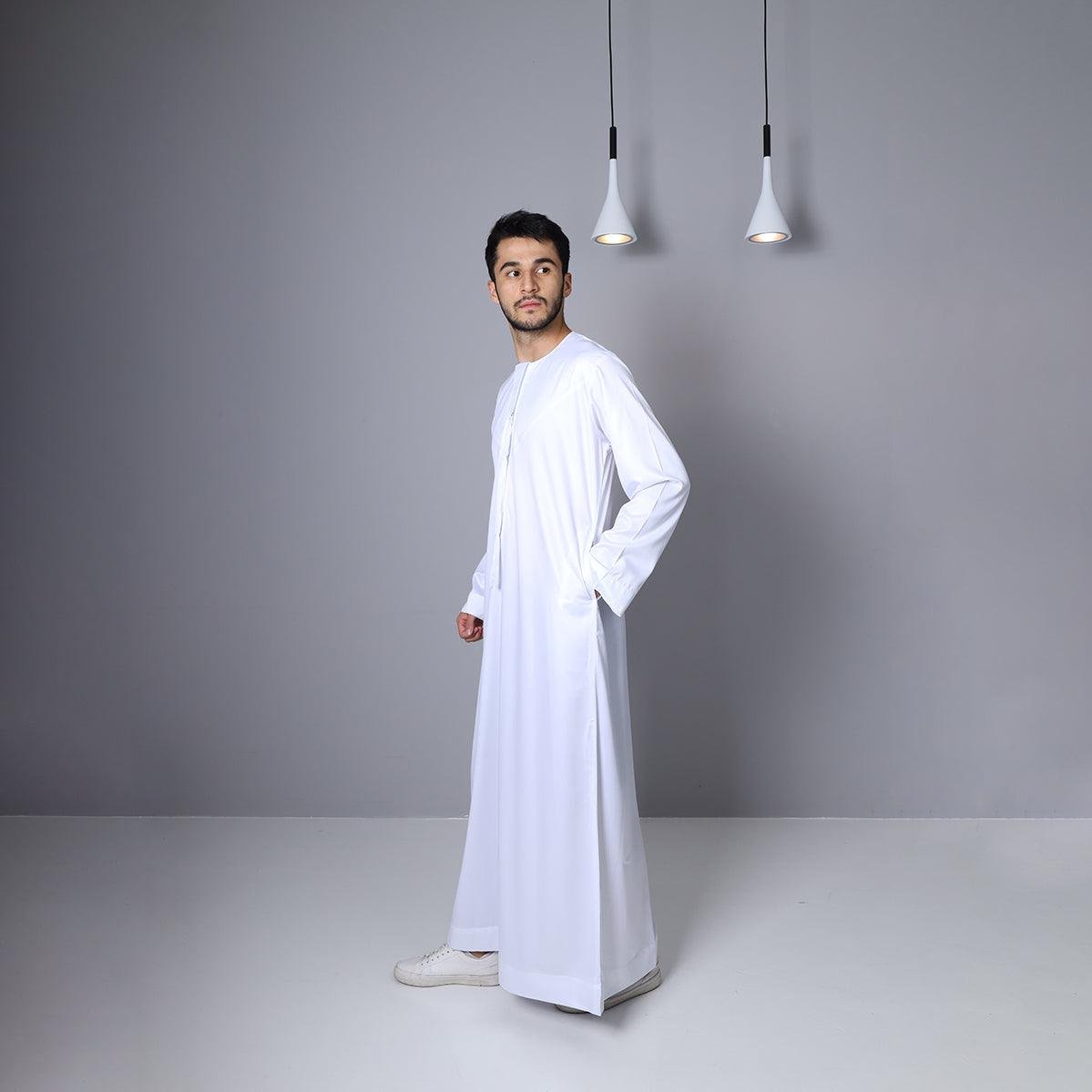 White Emirati Thobe for Men | Islamic Jubba | Alhaya Fashion