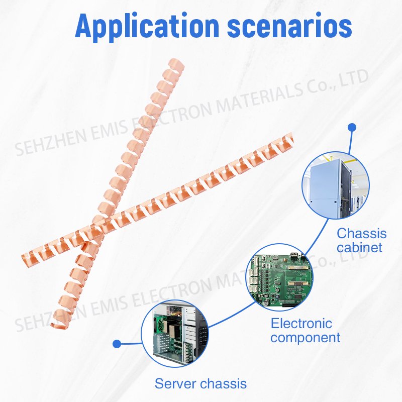 Clip-on series EMI shielding gaskets for grounding and conduction