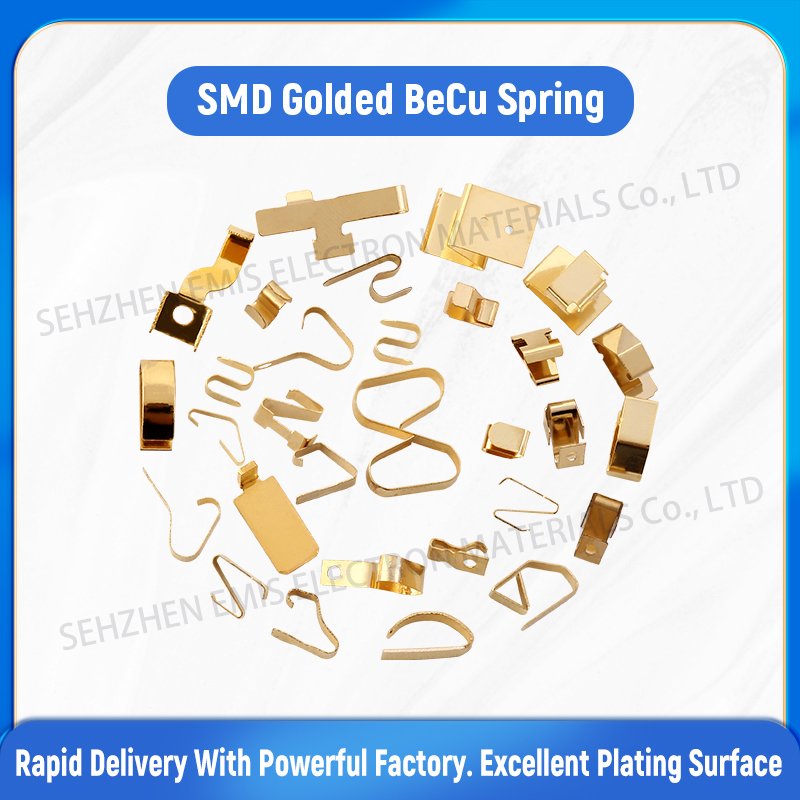 Low resistance SMD Becu gold plated spring