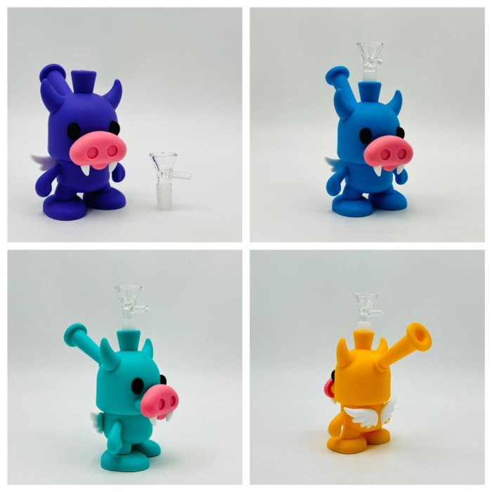 Silicon – Evil Cow waterpipe |4 colors| Includes glass bowl Piece | SL5094