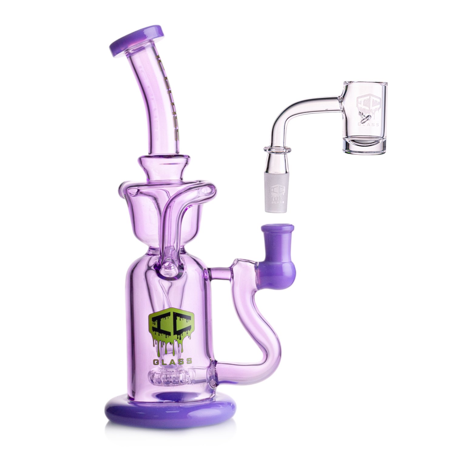 IC GLASS – Neon Colors recycler with perc | Includes Banger | ICRE1066