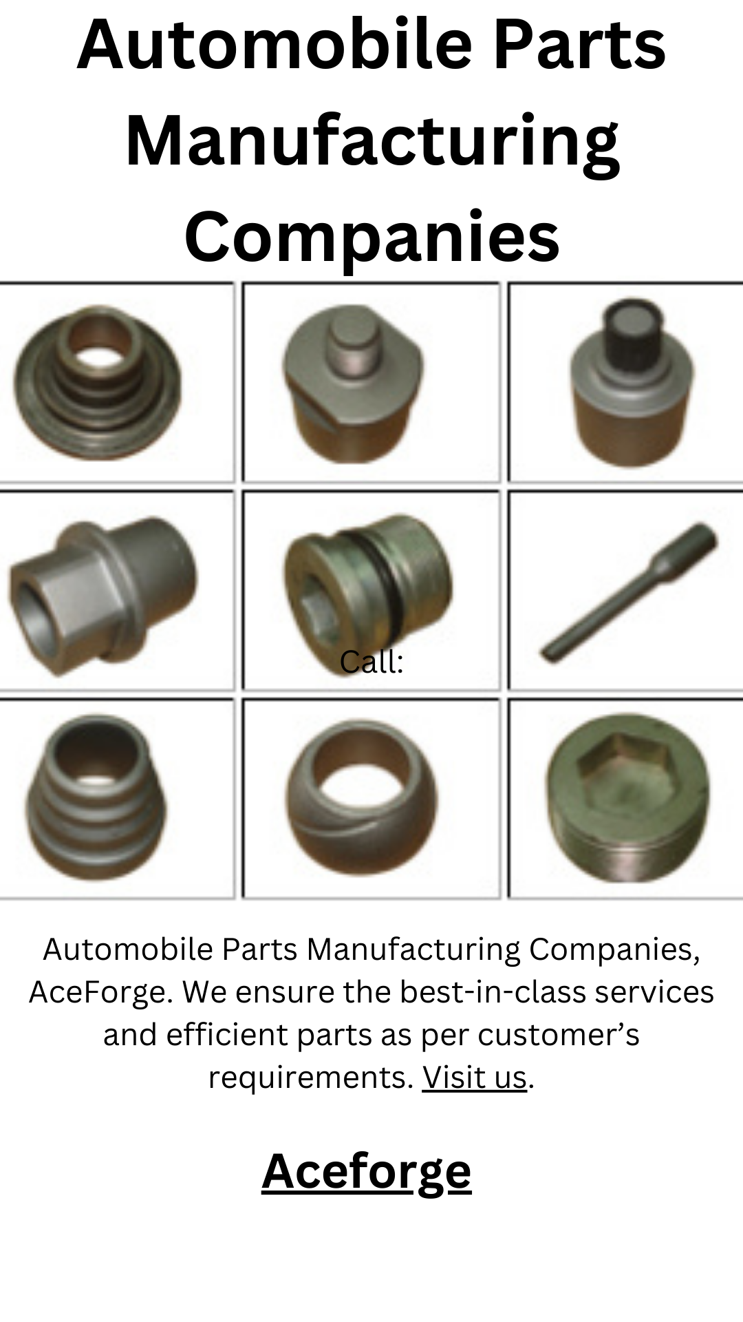 Automobile Spare Parts Manufacturing Companies | India | Aceforge