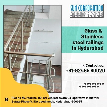 ss railing staircase in Hyderabad-Sun Railing Hyderabad