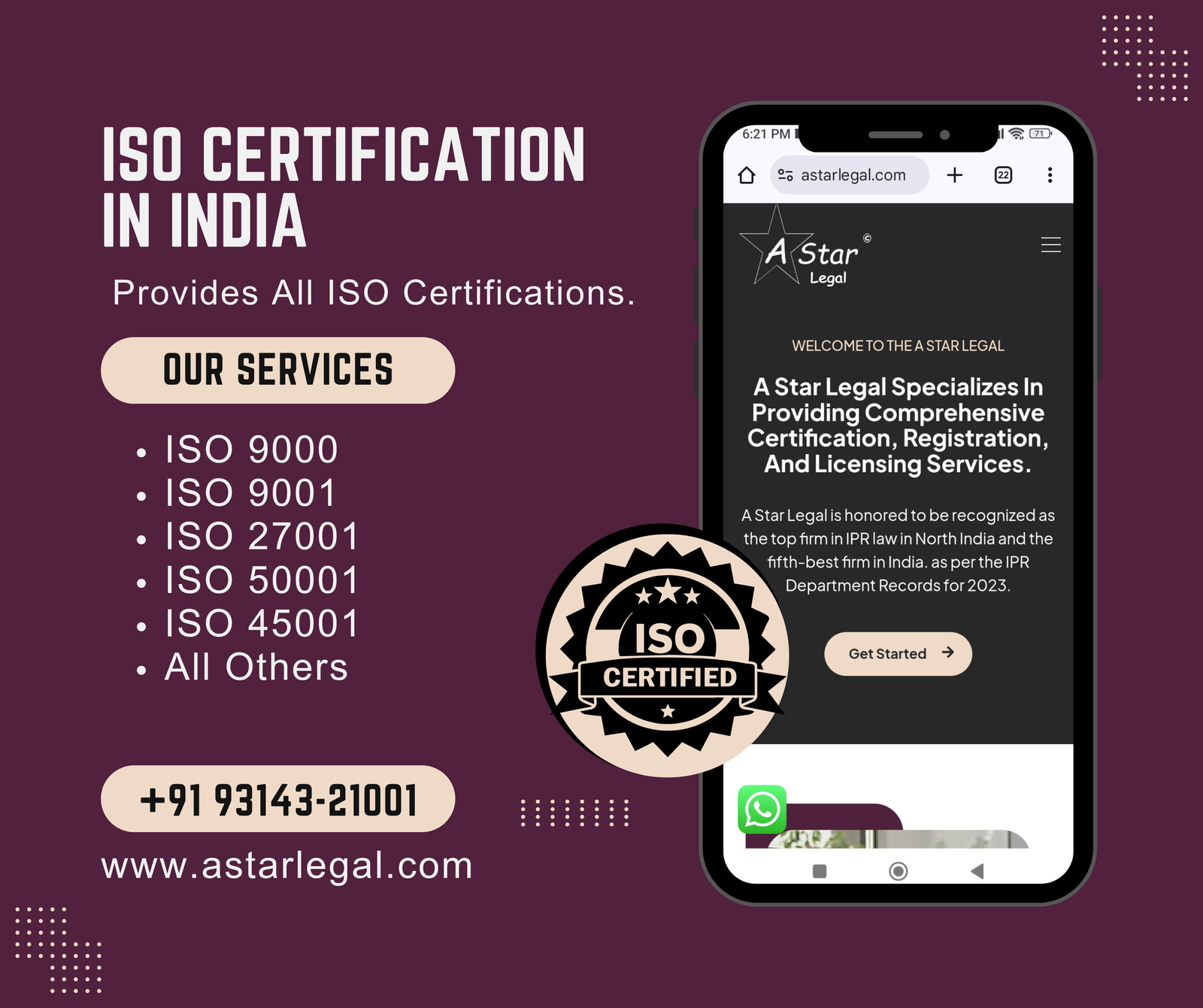 ISO Certification in India Call +91 9314321001