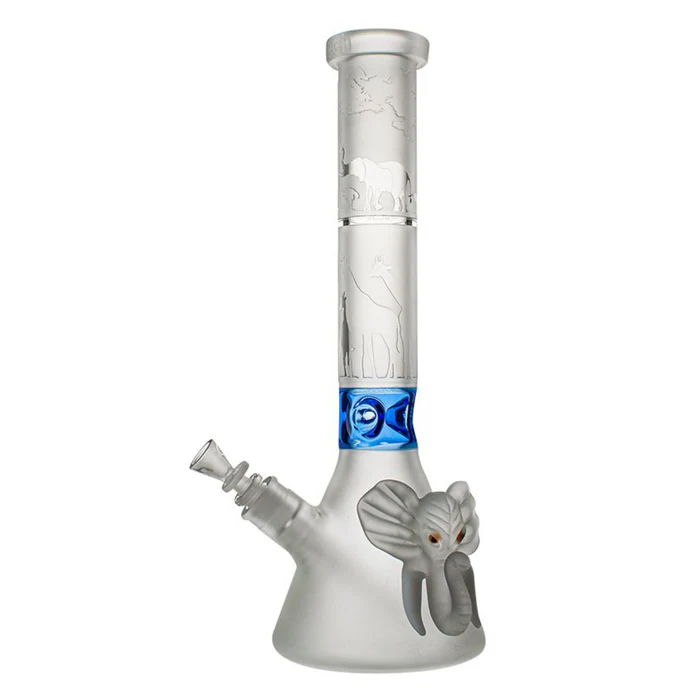 Cheech Glass Bong – 15.5" Sandblasted Elephant Beaker Bong – Blue | Wholesale Cannabis Accessories Distributor