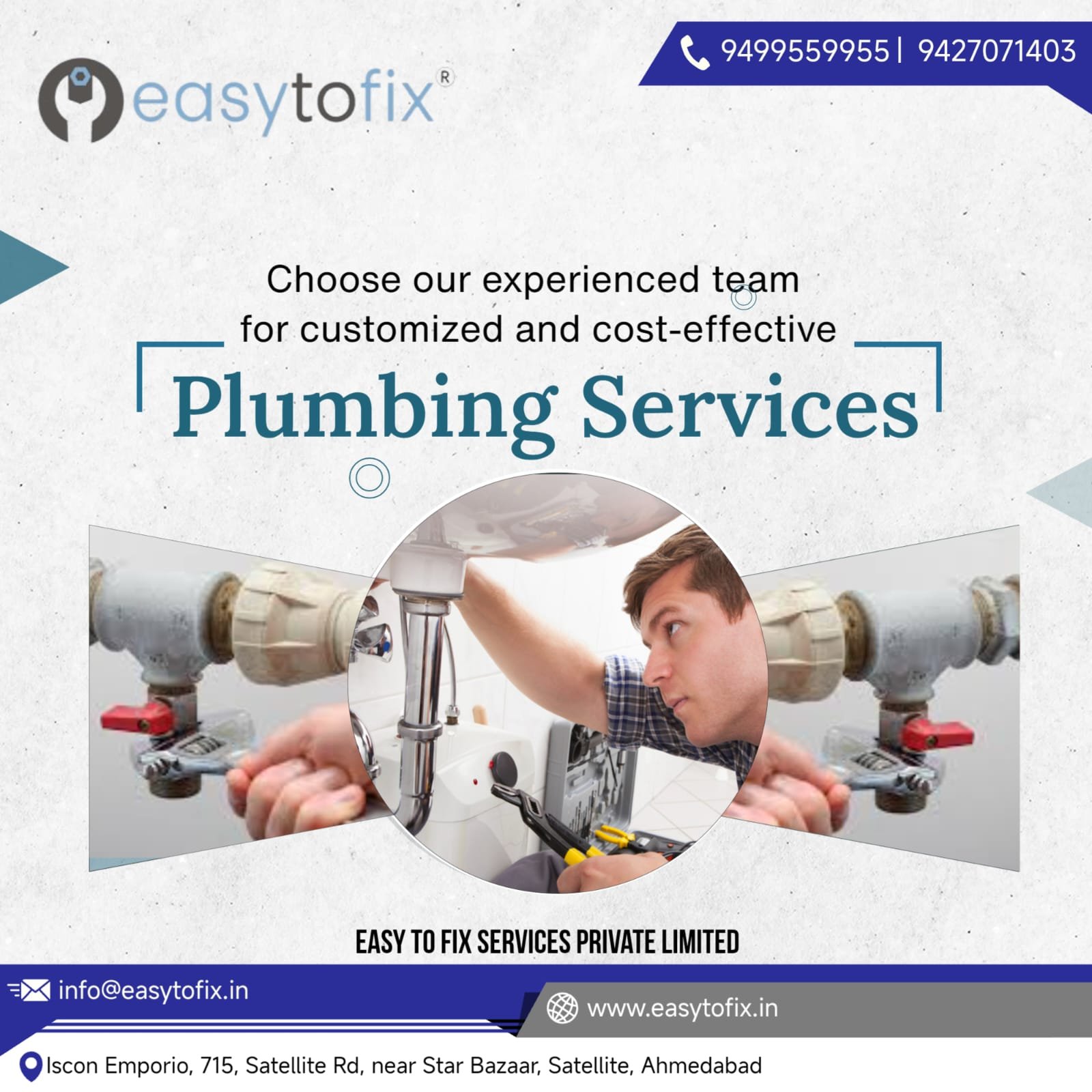 Book Fast & Reliable Plumbing Services in Ahmedabad | 9499559955