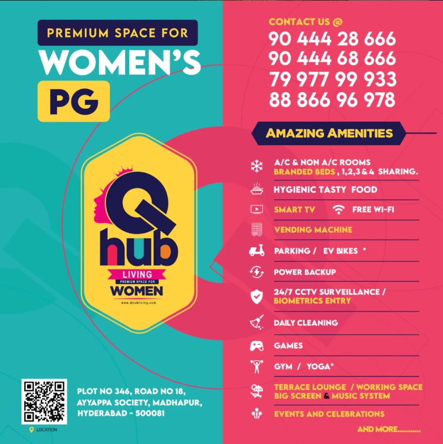 Best PG Hostels In Hyderabad | QHub Living Womens PG – Comfortable living experience for working professionals.