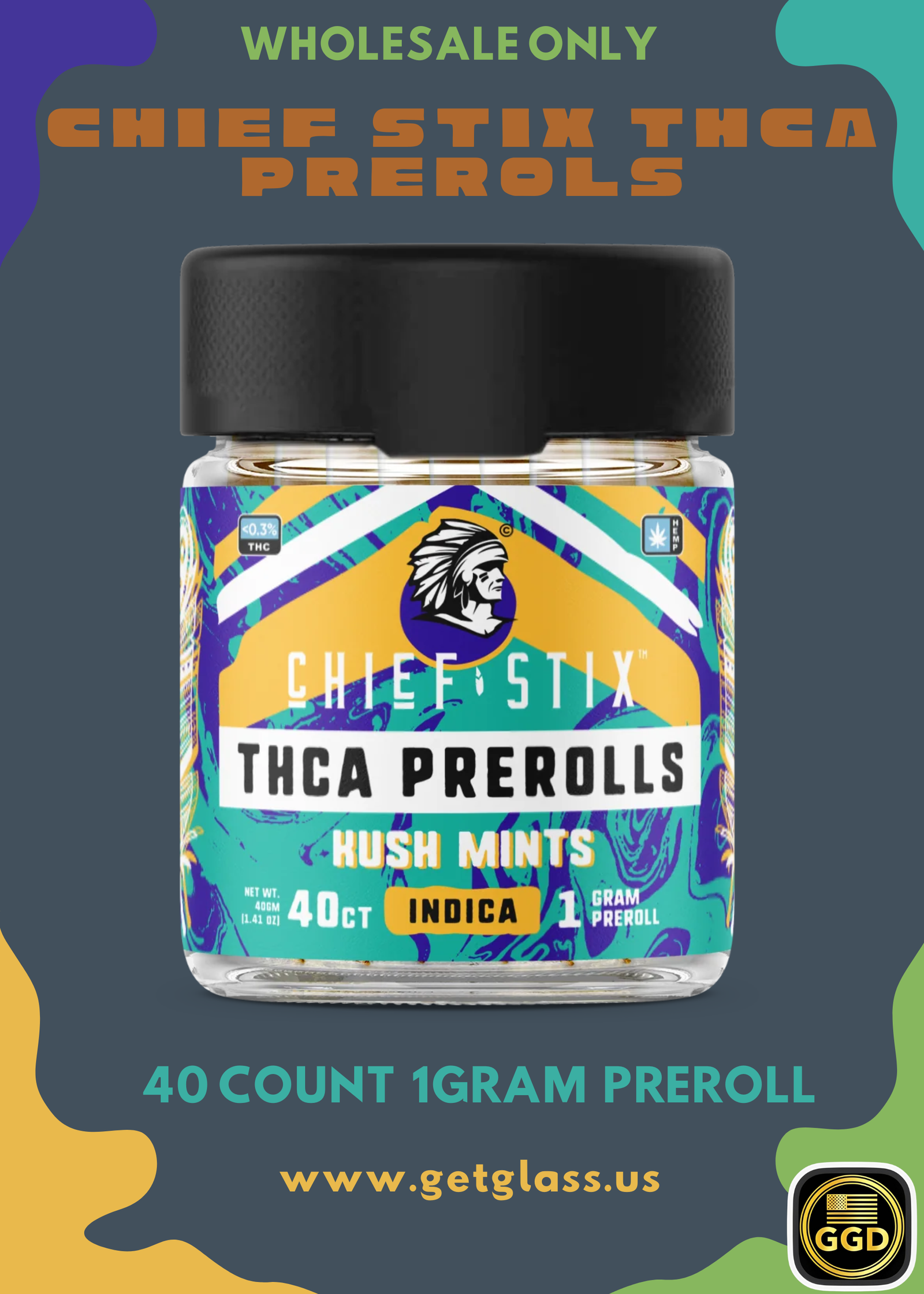 CHIEF STIX – THCA PREROLS | 40 Count | 1Gram PREROLL