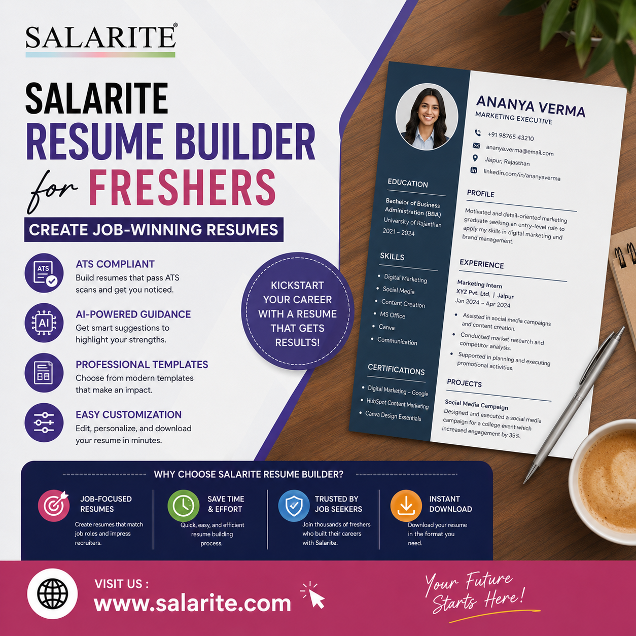 Salarite Resume Builder for Freshers – Create Job-Winning Resumes