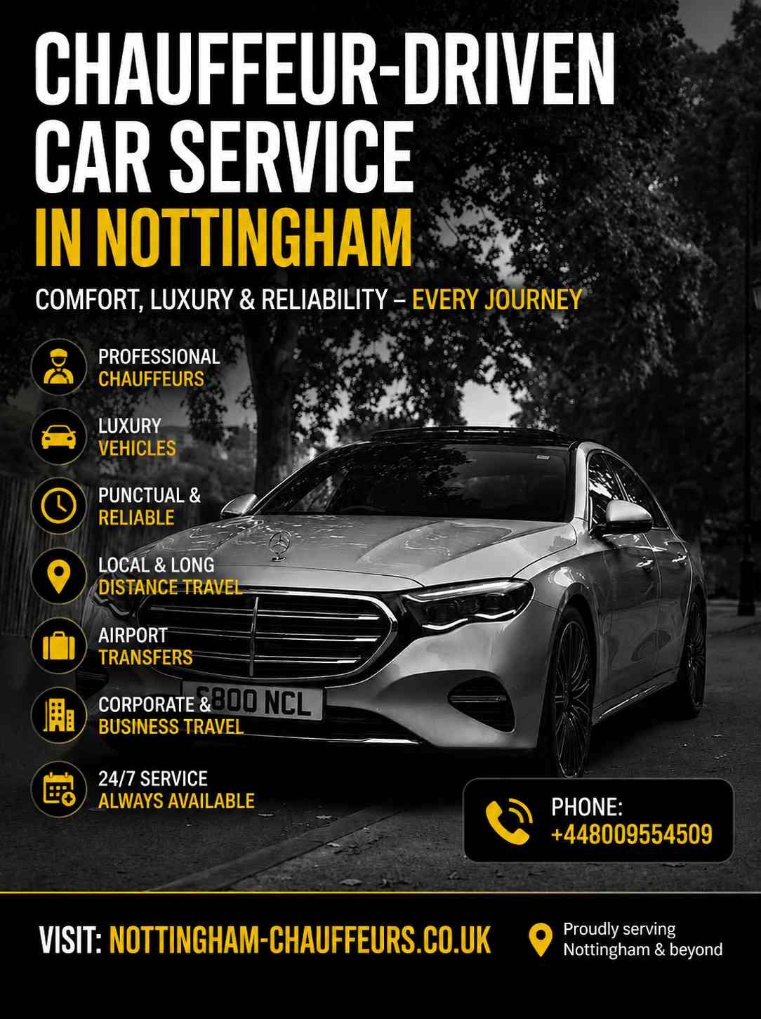 Chauffeur-driven car service in Nottingham