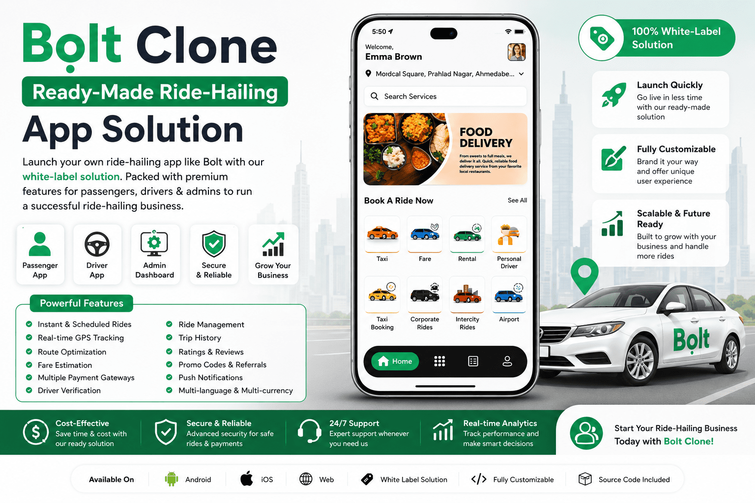 Bolt Clone Ready Made Ride Hailing App Solution