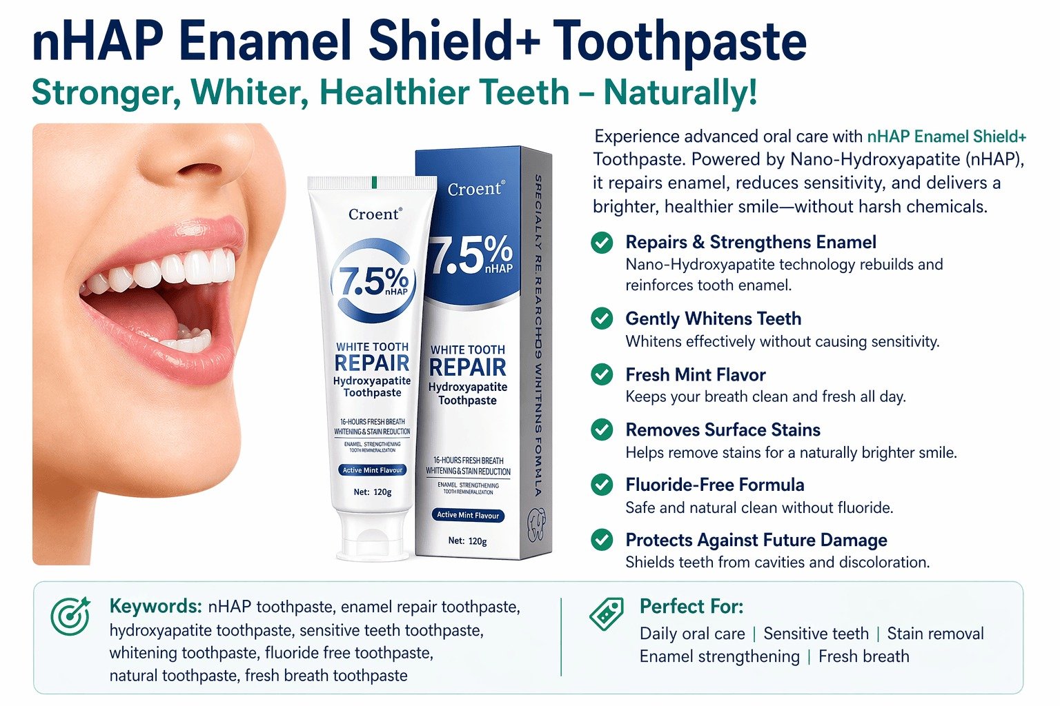 nHAP Enamel Shield+ Toothpaste – Repair, Whiten & Protect Teeth Naturally