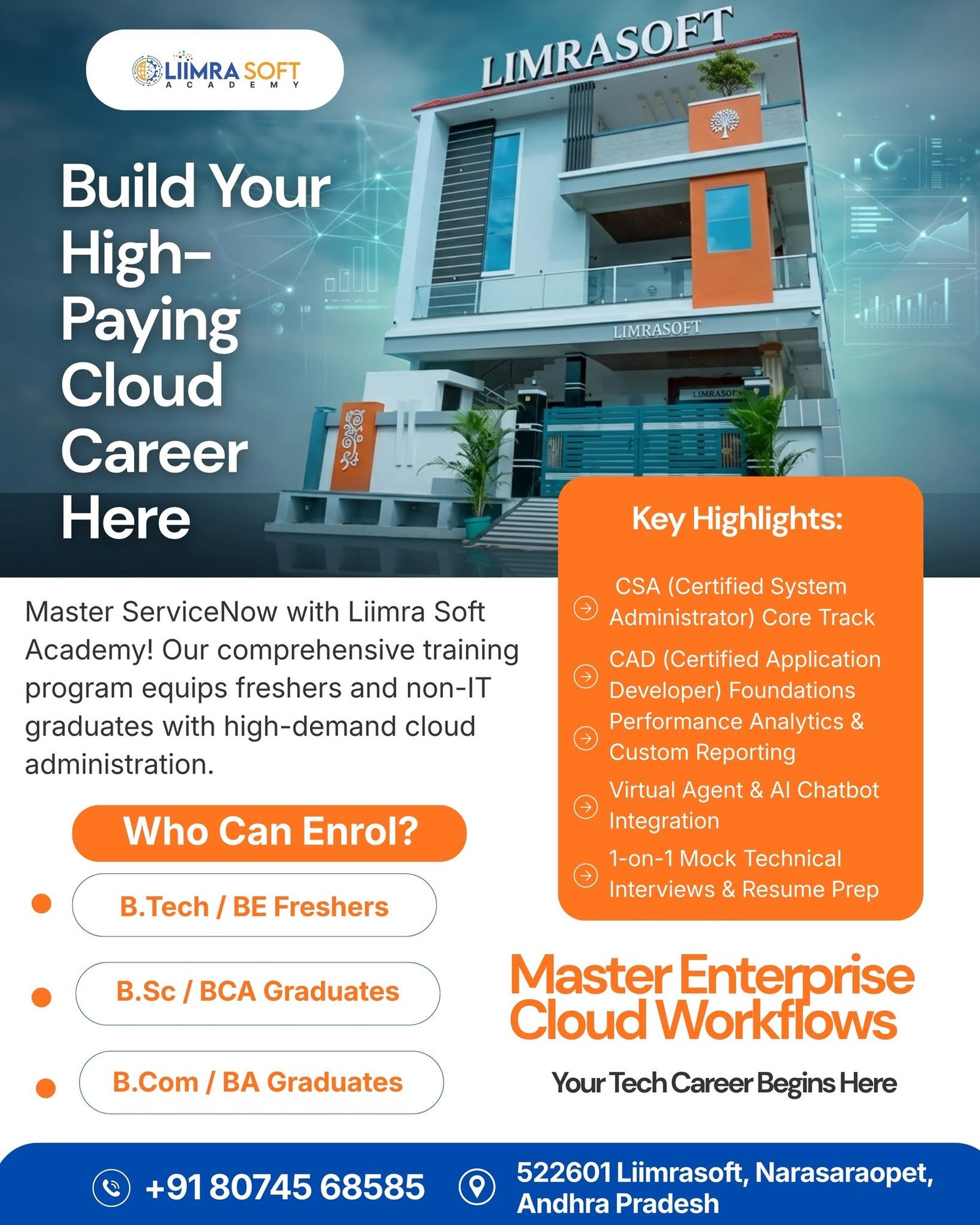 ServiceNow Training In India for Freshers & Non-IT Graduates | CSA, CAD & More – Liimrasoft Academy