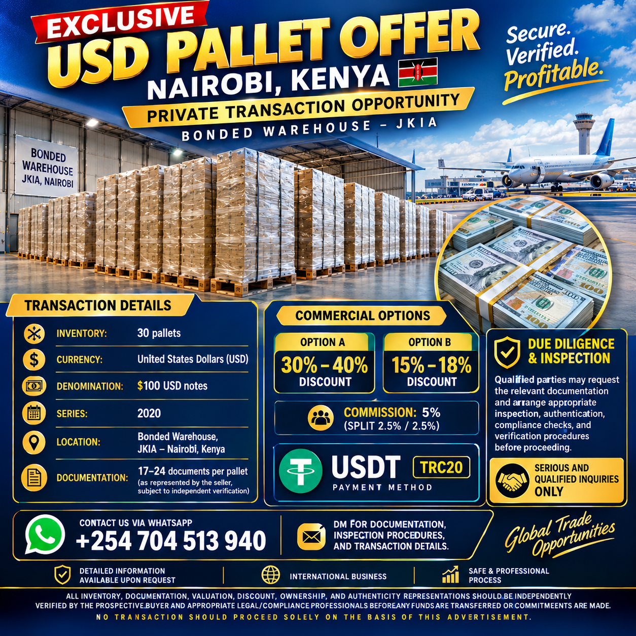 30-PALLET USD INVENTORY — JKIA / BONDED-WAREHOUSE AREA