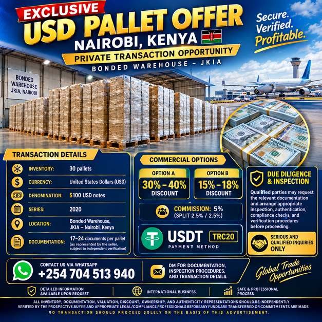 USD PALLETS FOR SALE / ACQUISITION — NAIROBI, KENYA | JKIA BONDED WAREHOUSE