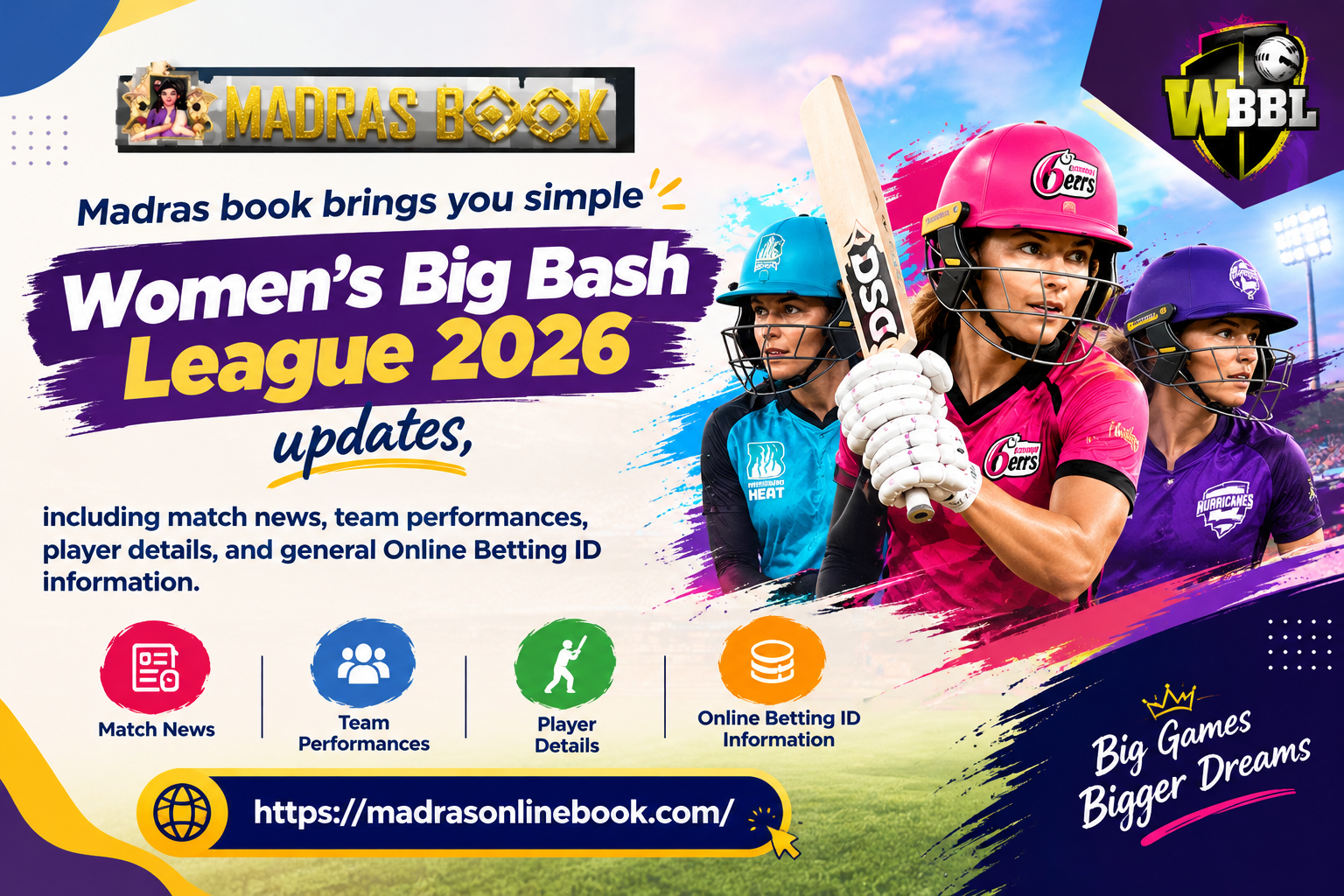 Madras Book Cricket Updates for the 2026 Womens Big Bash League