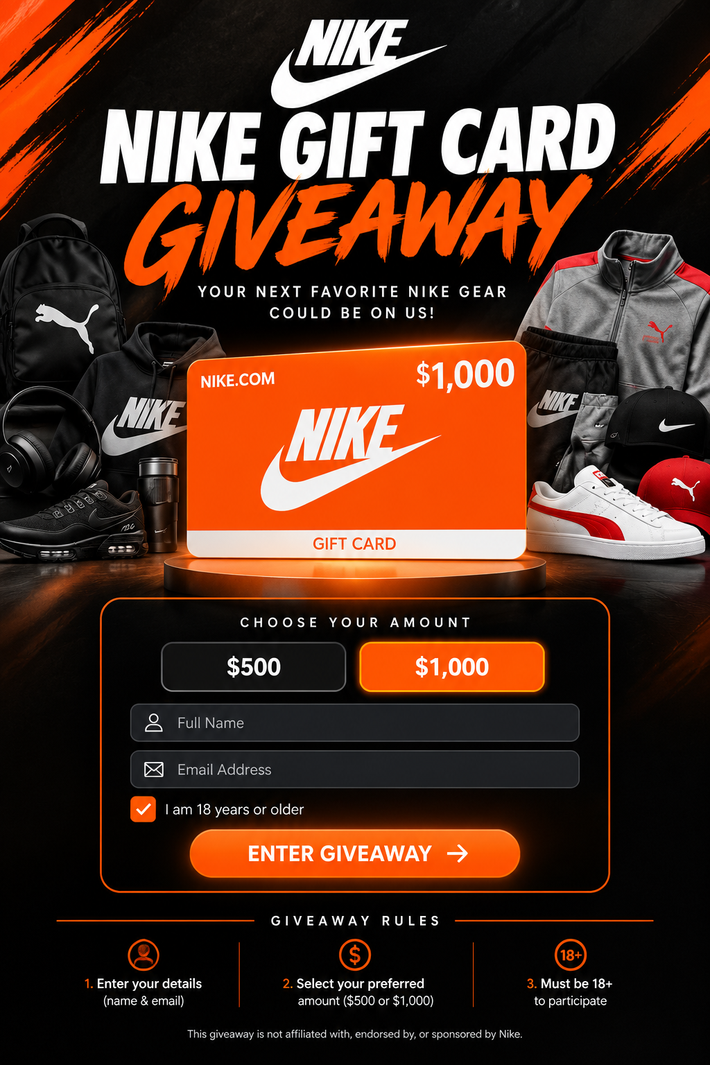 Nike Gift Card Giveaway — Win Up to $1,000!